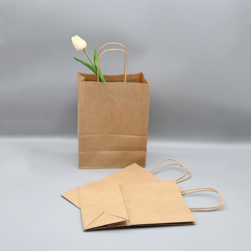 حقيبة ورق كرافت مخصصة صديقة للبيئة مع مقبض للتسوق