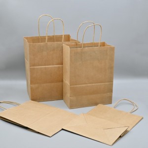 Beg kertas kraf mesra alam boleh dikitar semula dengan Pemegang untuk surpermarkte