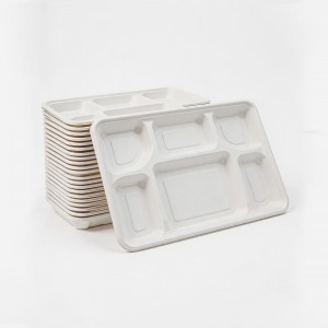 6-Com Biodegradable Lunch Trays 100% Sugarcane Pulp Heavy-Duty Takeout Trays  for Restaruant