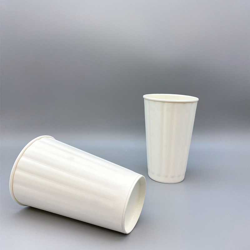 8oz/12oz/16oz Biodegradable Aqueous Coating Embossed Ripple Coffee Cups