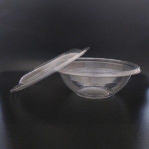 Biodegradable Clear 16oz/500ml PLA Salad Bowl with Lid