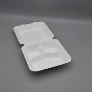 Disposable 3com 8 "BioBagasse Clamshell Food Delivery Containers