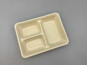 Biodegradable Takeout Sugarcane Bagasse Food Container 3-Compartment