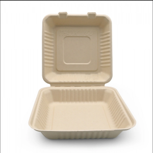 Eco-friendly Biodegradable 8/9 inch Sugarcane Clamshell