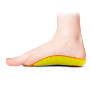 Designed for tighter fitting footwear half length arch support insole for heel spur