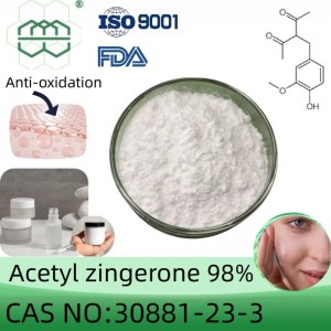 Acetyl zingerone bubuk produsén CAS No .:30881-23-3 98% purity mnt.pikeun bahan anti oksidasi