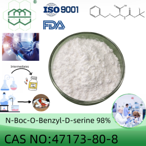 N-Boc-O-Benzyl-D-serine ዱቄት አምራች CAS ቁጥር: 47173-80-8 98% ንፅህና ደቂቃ.ለአማላጆች