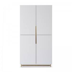 High Quality Modern Luxury Lacquer Stainless Steel Two Door Wardrobe Wooden Metal Home Bedroom Furniture Manufacturer China Custom Supplier