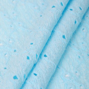 High quality fashion polyester spandex stretch water soluble eyelet DTY hole jacquard knitted dyed fabric for dress garment
