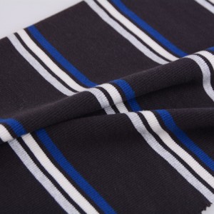 Heavy Weight Thick Stretch Cotton Yarn Dyed Navy Stripe 2×2 Rib Knit Fabric For Cuff