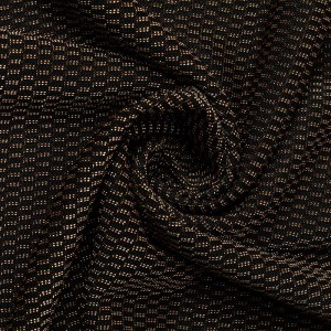 Glitter metallic fabric material supplier golden lurex knit jacquard fabric for clothes