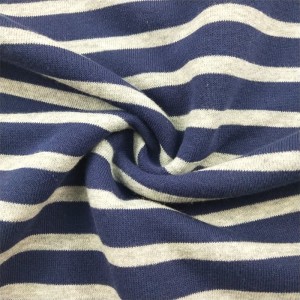 320gsm Cvc Hoodie Fabric Cotton Polyester Yarn Dyed Stripe French Terry Fabric For Sweater