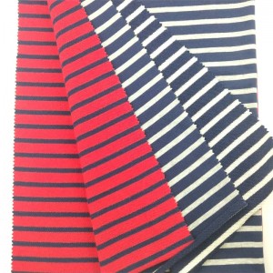 320gsm Cvc Hoodie Fabric Cotton Polyester Yarn Dyed Stripe French Terry Fabric For Sweater