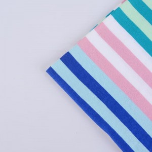 Colorful T Shirts Yarn Dyed Knit Single Jersey 100% Cotton Stripe Fabric