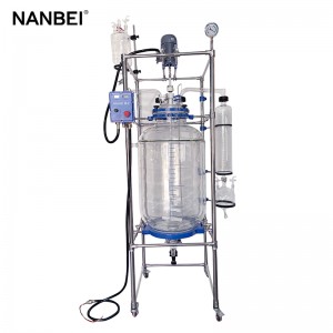 Single Layer Glass Reactor – 150L double layer jacketed glass reactor – NANBEI