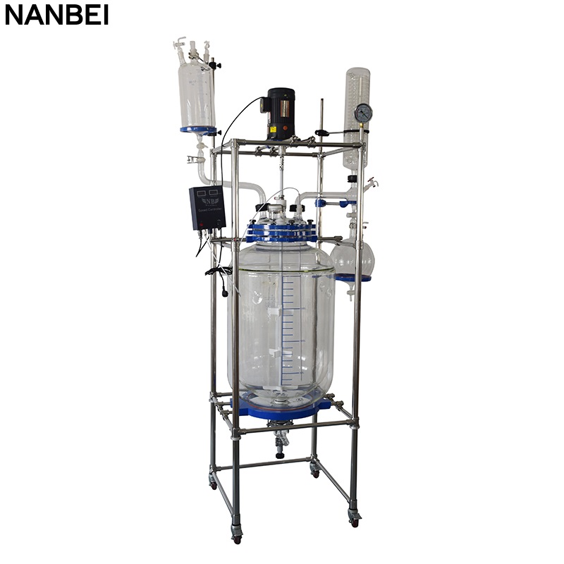 Single Layer Glass Reactor – 200L double layer jacketed glass reactor – NANBEI