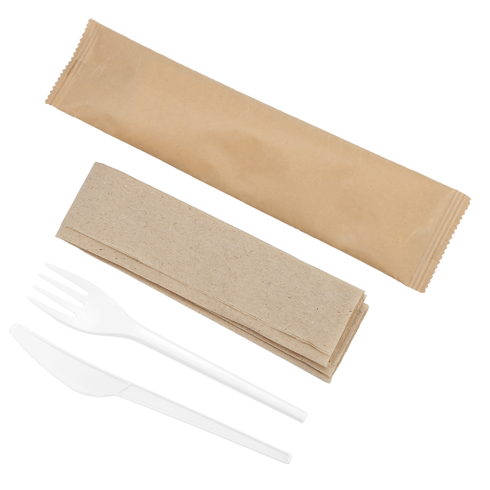Quanhua SY-001002-FKN, made from cornstarch compostable biodegradable durable cutlery Eco-friendly disposable cutlery set 3 in 1.