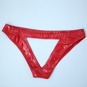 Charm 2020 sexy women’s briefs mirror pvc bright knee underwear imitation latex T pants briefs