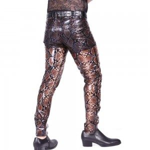 European and American manufacturers new latex pu leather pants sexy men’s straight pants