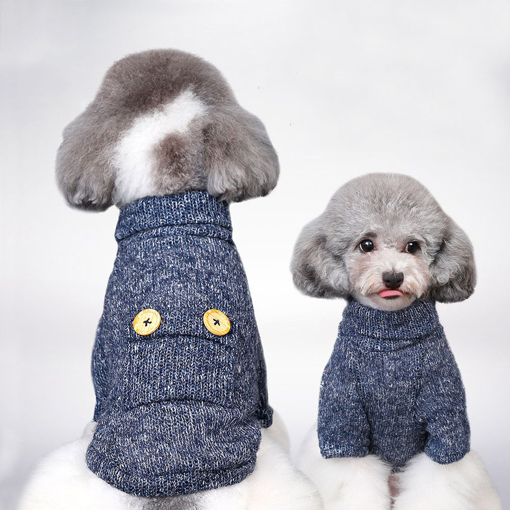 China Supplier Pets Finest Training Pads -  Dog Clothes Spring and Autumn Coat Two-legged Wholesale Sweater Puppy Pet Clothes Small Buttons Breathable – MiaSein