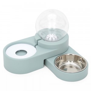 Pet Double Bowl Automatic Water Dispenser Prevent Dog Basin from Overturning