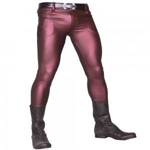 Fashion Men’s PuLeather Pants Casual Leather Pants Skinny Jeans