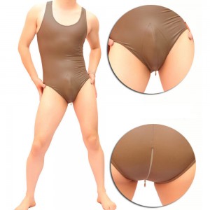 Men’s sexy tight-fitting one-piece vest thin high-elastic imitation latex corset underwear