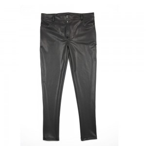 Men’s Tight Leather Pants with High Elasticity Pu Locomotive Boot Pants and Foot Pants Tight