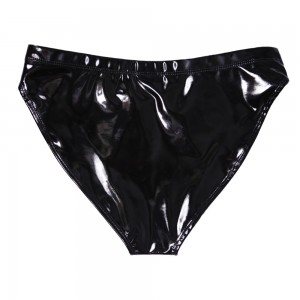 Small briefs sexy hip-wrapped shiny patent leather high waist ladies underwear