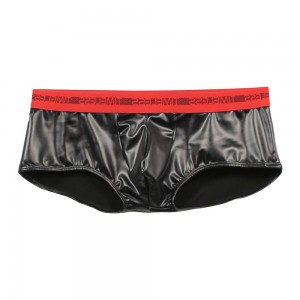 Men’s shorts stage latex solid color elastic low waist boxer briefs