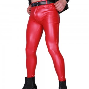 Latex pu leather trousers for men’s trousers sell stage trousers and skinny jeans