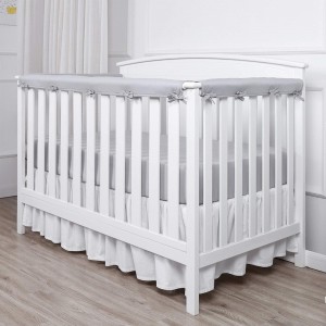 New Cotton Baby Bed Protection Binding Baby Anti Biting Solid Color Bed Fence Anti Collision Strip Three Piece Set Removable Cleaning Pure Cotton Material Not Easy to Fade
