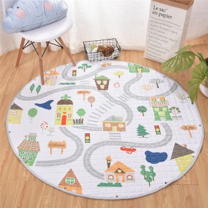 Cotton Circular Cartoon Carpet Children’s Toys Storage Floor Mat Environmental Protection Baby Crawling Pad