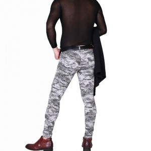 Men’s Tight Feet Pants Mid-waist Trousers Camouflage Four-way Stretch Straight Casual Pants