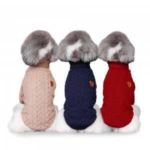 Dog Clothes Teddy Spring and Autumn Breathable Clothes Corrugated High Collar Woolen Sweater pet dog Coat
