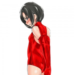 Anime cartoon latex spandex triangle conjoined sleeveless small high collar slave maid