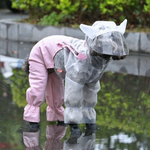 Dog’s Cute Horns and Trousers Splash Proof Raincoat