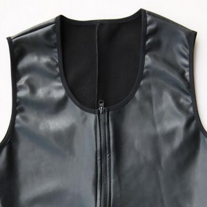 Triangular Conjoined Tight Vest with Cashmere Pu Leather Personality Design