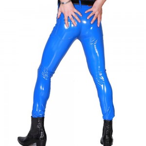 Men’s Pu Leather Pants Latex Stage Wear Fashion Sexy Skinny Jeans