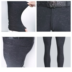 Pattern Printing High Stretch Casual Pants Plastic Leg Slim Stretch Fashion Trousers Men’s Pants