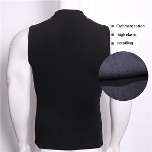 Sleeveless Plus Velvet Men’s Vest Casual Tight Round Neck Winter Solid Color Printed Cotton Bottoming Shirt