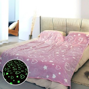 JollyJoey Children’s Double-sided Flannel Unicorn Glow Blanket Starry Blanket Camping Quilt