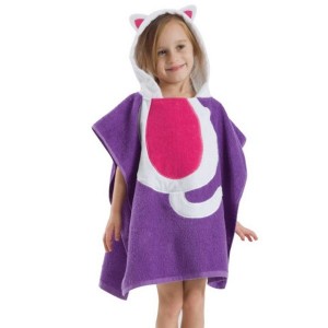 JollyJoey Children’s Cotton Embroidered Cartoon Pullover Bathrobe Animal Image Beach Towel