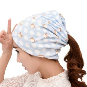 NatureJolly Maternal Cotton Cartoon Windproof Hat Pile Hat Baby Scarf