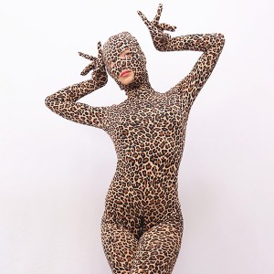 Sexy leopard-print stage full-coated corset tight-fitting film and television shooting game body-shaping jumpsuit