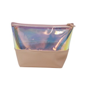Large capacity pu iridescence cosmetic storage bag