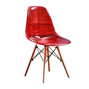 AJ Factory Wholesale Outdoor Garden Dining Room Plastic Clear Transparent eames Chair with Wooden Leges