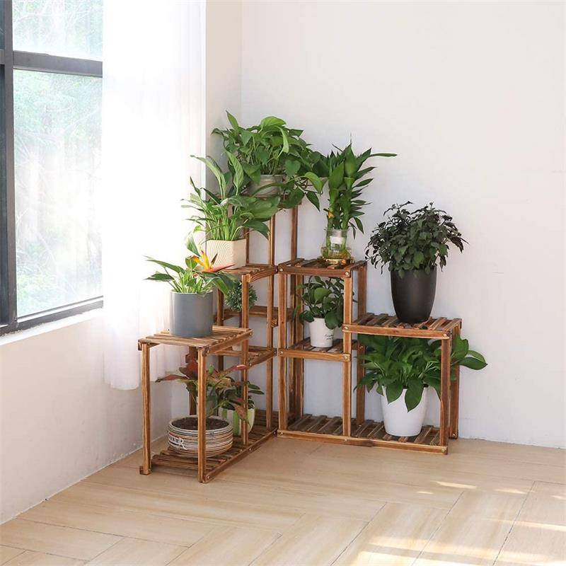 Cheap PriceList for Wooden Stand For Plant - Pine Wooden corner display 10 tiered Plant Stand Indoor Outdoor Multi Layer Flower Shelf shelves Rack Holder in Garden Balcony – AJ UNION detail pictures