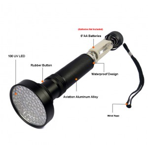395nm 100 LED Portable UV Flashlight for Dectection
