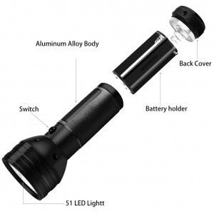 51 LED UV Blacklight EDC LED Torch Flashlight